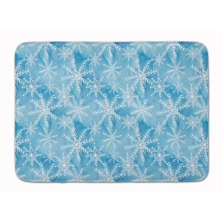 Jensendistributionservices Watercolor Snowflake on Blue Machine Washable Memory Foam Mat MI2550806